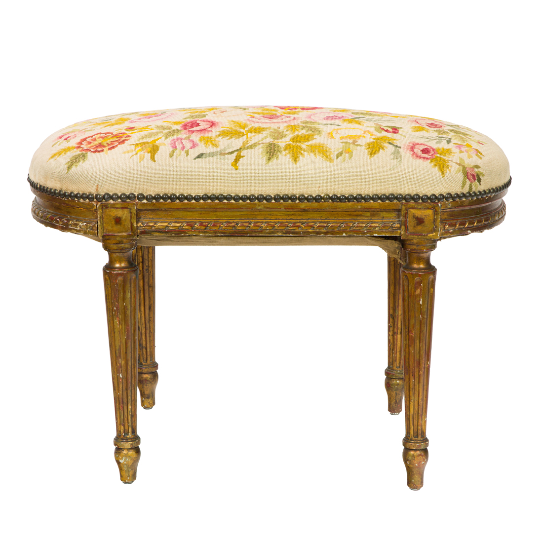 Appraisal: A LOUIS XVI STYLE GILTWOOD TABOURET A Louis XVI style