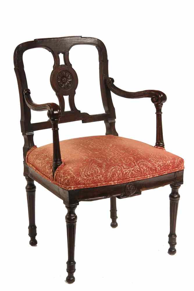 Appraisal: FRENCH ARMCHAIR - Period Louis XIV Walnut Framed Open Armchair