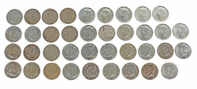 Appraisal: lot of Walking Liberty Franklin and Kennedy half dollars P