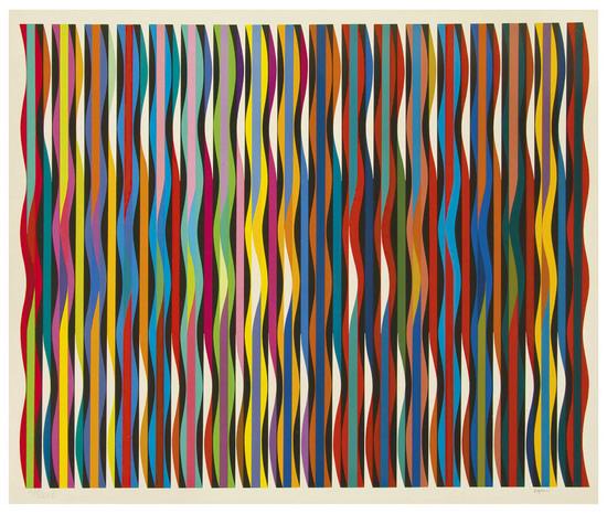 Appraisal: Yaacov Agam b Two silkscreens Waves signed in pencil numbered