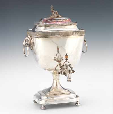 Appraisal: A Sheffield Silver Plated Hot Water Urn Rectangular shape with