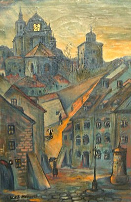 Appraisal: Irena Lorentowicz Polish - oil on canvas cityscape with St