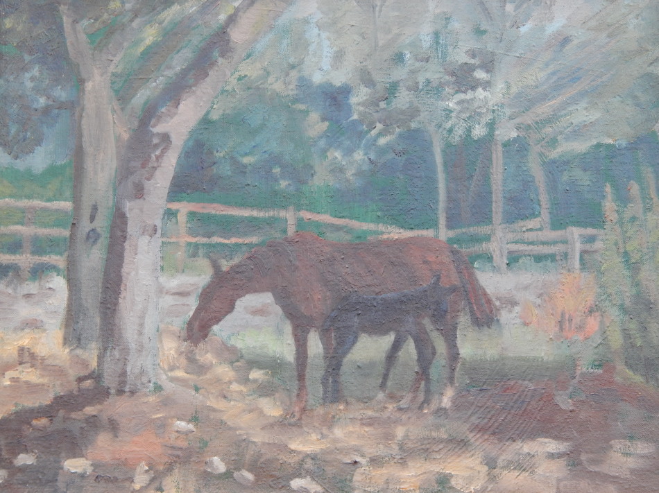 Appraisal: thC British School Horse in landscape oil on canvas cm