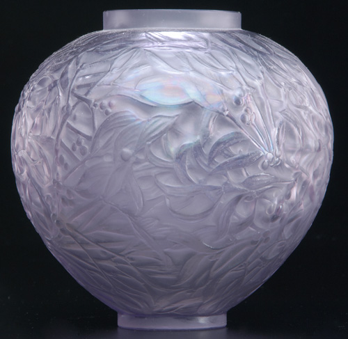 Appraisal: R LALIQUE Vase Gui plum c M p No Molded