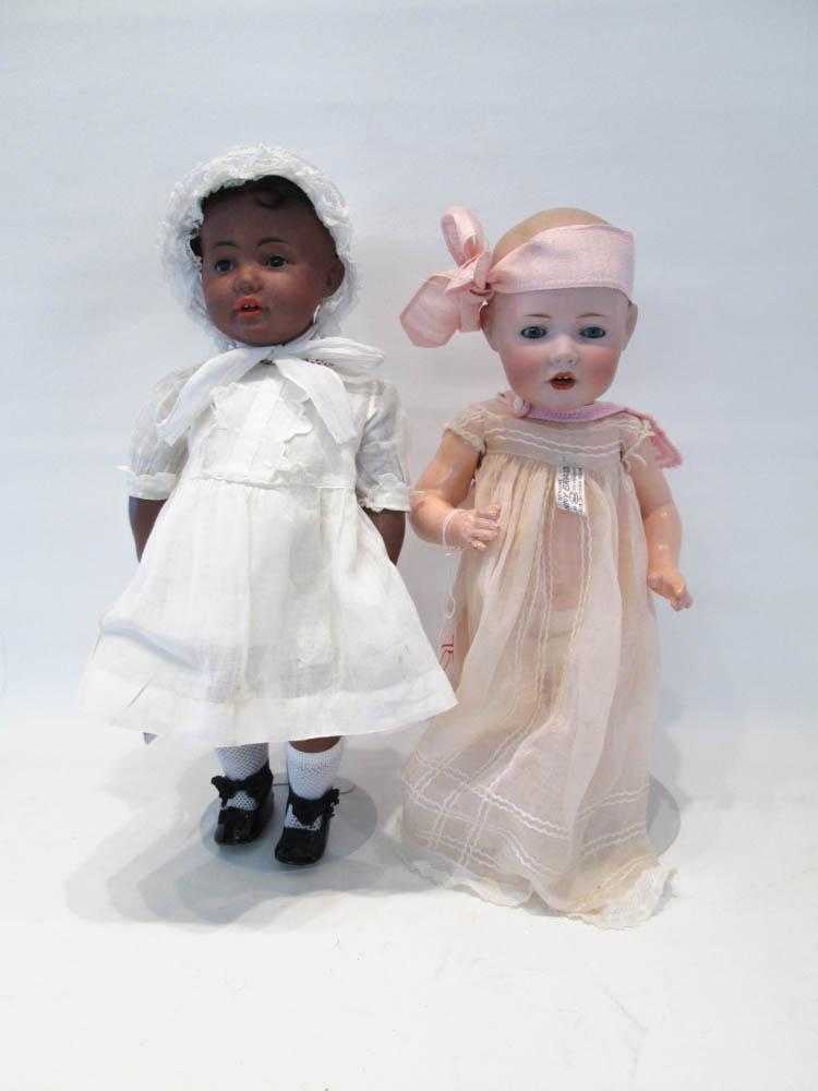 Appraisal: TWO J D KESTNER BISQUE SOCKET HEAD HILDA DOLLS black