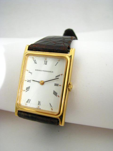 Appraisal: Gents Gerard Perregaux wristwatch gold vermeil case leather band scratches