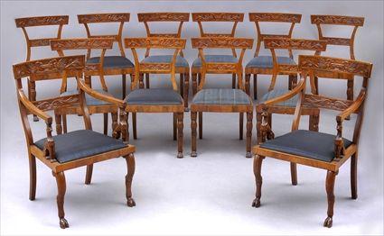 Appraisal: SET OF TWELVE CARVED MAHOGANY DINING CHAIRS Including armchairs each