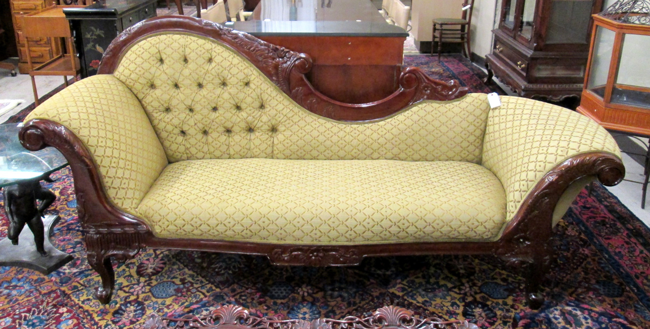 Appraisal: VICTORIAN STYLE RECAMIER Louis XV substyle having a carved mahogany