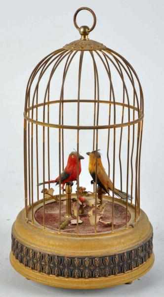 Appraisal: German-Made Singing Birds in Cage Description Circa Key-wind Some average