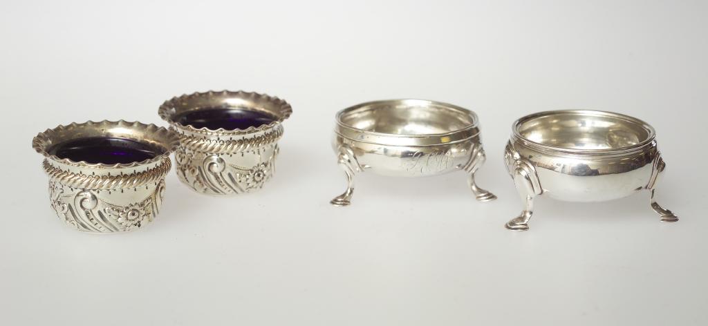 Appraisal: NEAR PAIR OF th CENTURY SILVER SALTS LONDON AND each