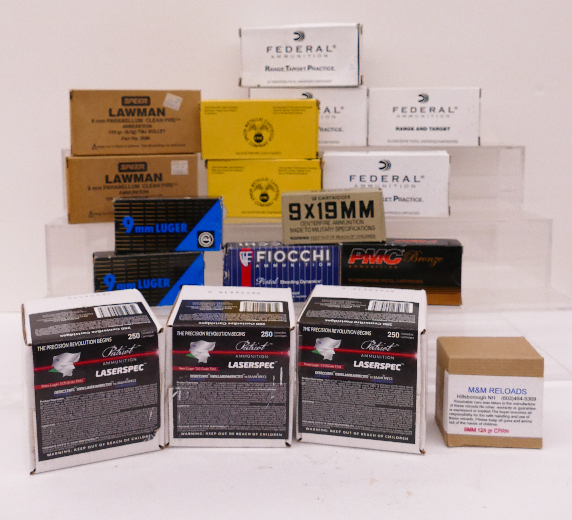 Appraisal: pc mm Ammunition Rounds Includes Patriot Laserspec mm Luger GR