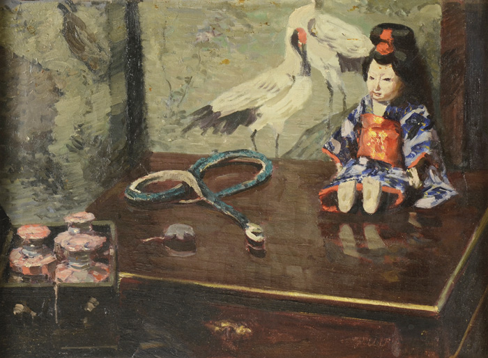 Appraisal: ULRICH HUBNER OIL ON CANVAS Germany - Still-life with doll