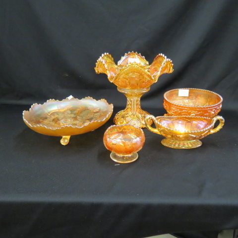 Appraisal: pcs Marigold Carnival Glass punchbowl bowls oval dish more excellent