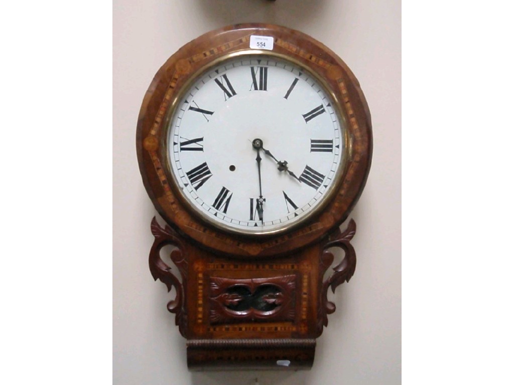 Appraisal: A Victorian Tonbridge inlaid walnut drop dial wall clock cm