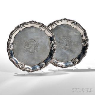 Appraisal: Two George II Sterling Silver Salvers London - Ebenezer Coker