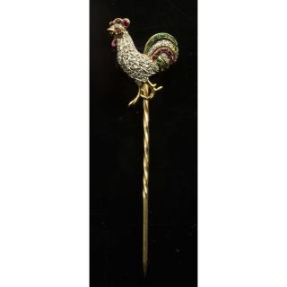 Appraisal: Rooster Pin k gold stick pin with rooster tip accented