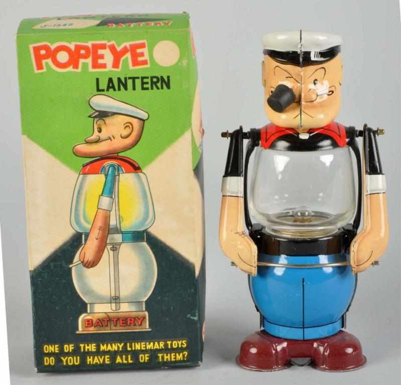 Appraisal: Tin Linemar Battery-Operated Lantern Toy Description Japanese Working Original rubber