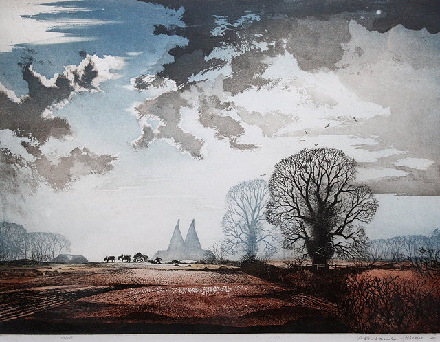 Appraisal: ROWLAND HILDER - 'Winter Sunshine' etching in colours pencil signed