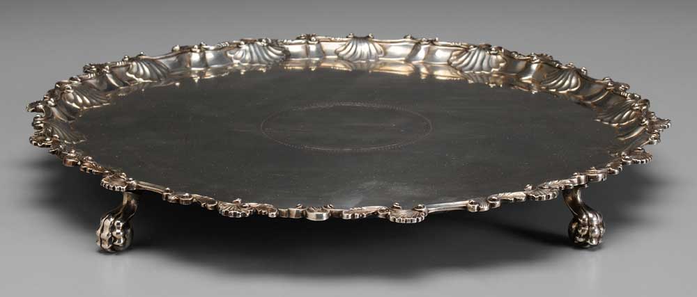 Appraisal: English Silver George II Tray London shell and scroll border