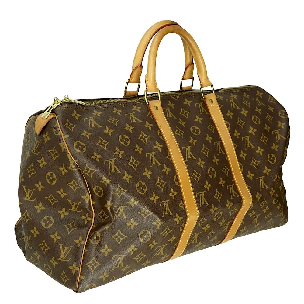 Appraisal: Louis Vuitton Brown Monogram Keepall Travel Bag Louis Vuitton Brown