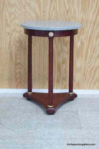 Appraisal: Red Mahogany Marble Top Round Side TableIs a very nice