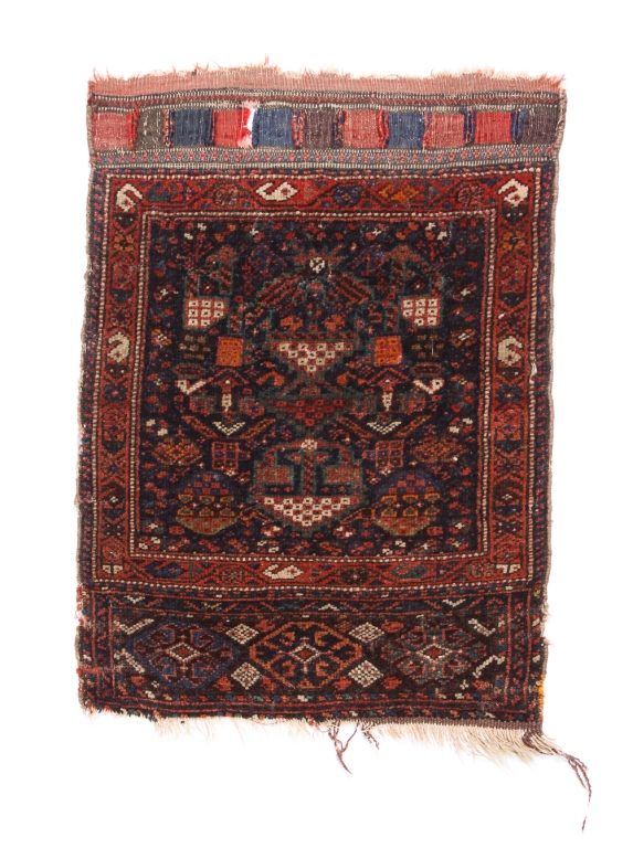 Appraisal: PERSIAN BAG FACE Late th-early th century Blue and red