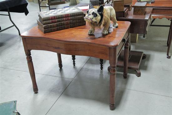 Appraisal: SIDE TABLE Cherry square nail constructed table having a serpentine