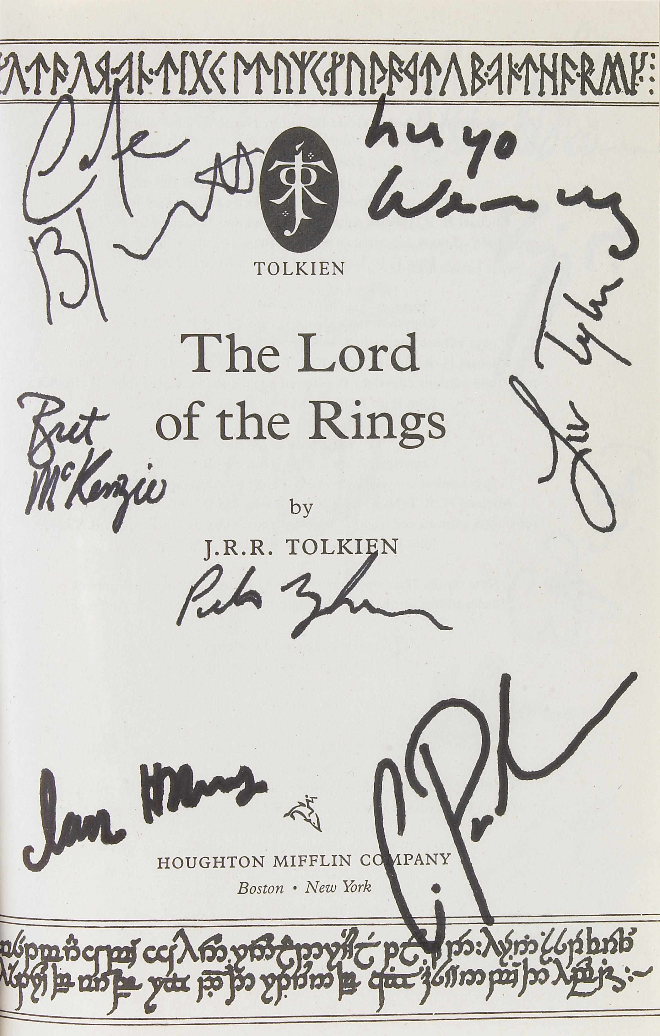 Appraisal: J R R Tolkien's Lord of the Rings signed by