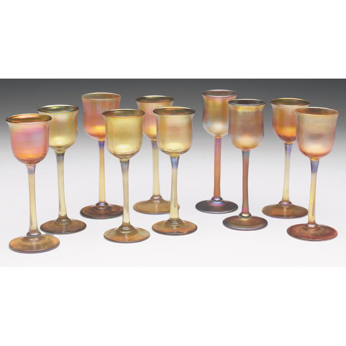 Appraisal: Elegant L C Tiffany glasses set of ten gold favrile