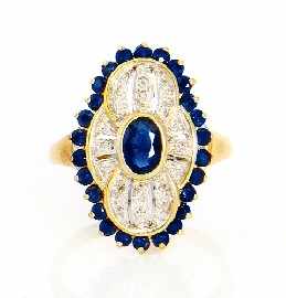 Appraisal: A ct gold sapphire and diamond cluster ring size P