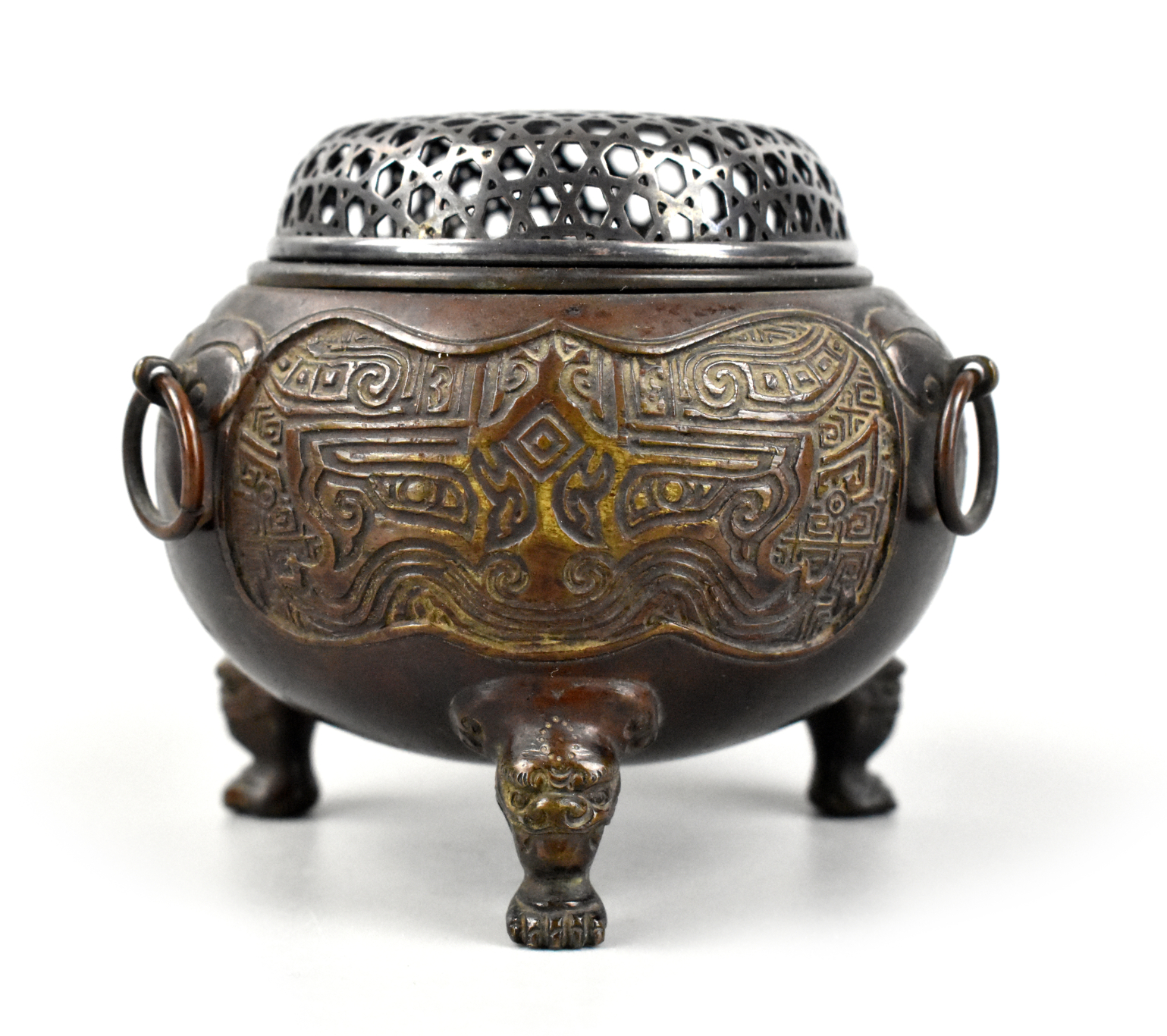 Appraisal: A Japanese bronze tripod censer with cover dating from Meiji