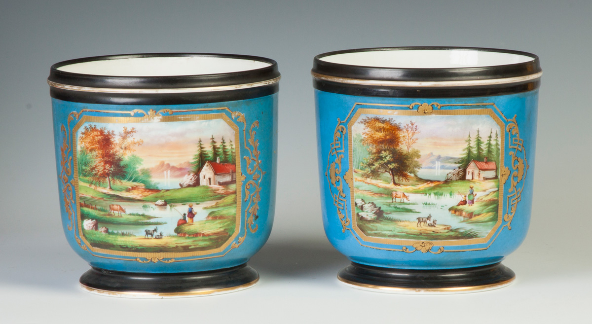 Appraisal: Pair of Porcelain Hand Painted Paris Jardini re th cent