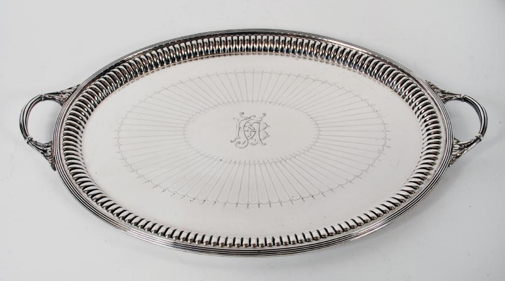 Appraisal: A VICTORIAN TEA TRAY maker Maxfield Sons London of oval