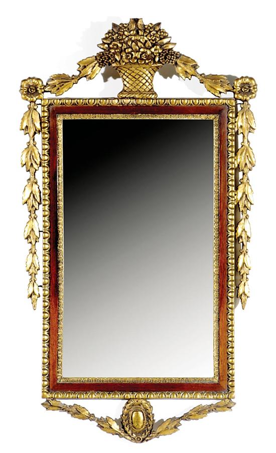 Appraisal: Georgian style mahogany and gilt-metal looking glass mid th century