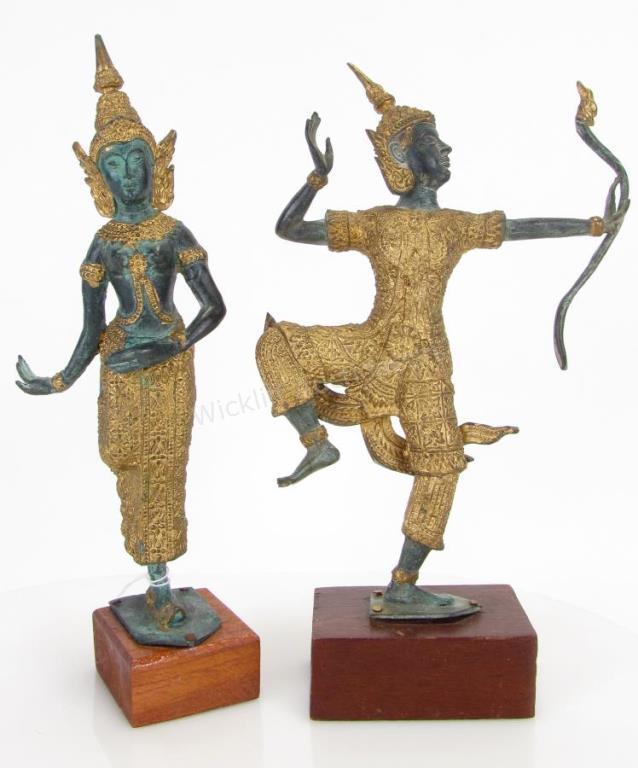 Appraisal: Two Thai Gilt Bronze Dancers one depicting Prince Rama with