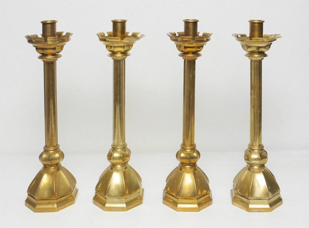 Appraisal: SET OF GORHAM BRASS CANDLESTICKS From the Holy Anglican Trinity