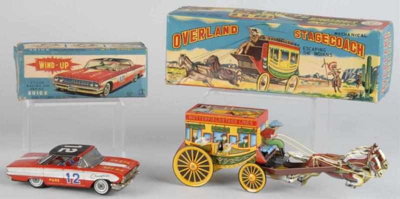 Appraisal: Lot of Tin Litho Vehicle Wind-Up Toys Very Good Largest