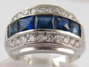 Appraisal: A white metal tests platinum sapphire and diamond ring the