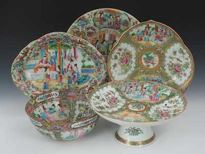 Appraisal: A Group of Five Chinese Canton Famille Rose Porcelains Lot