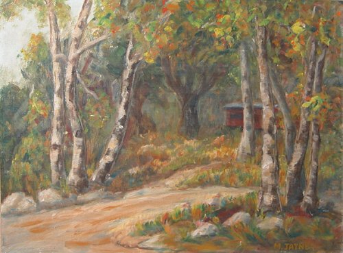 Appraisal: Cabin in the Woods Oil on Canvas Board Jayne Mary