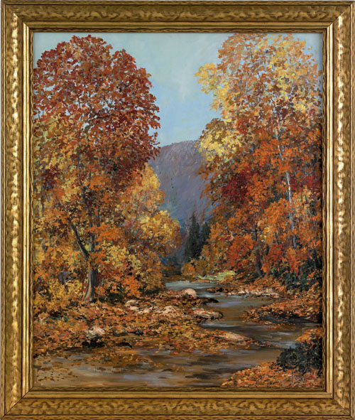 Appraisal: Harry M Book American - oil on canvas autumn landscape