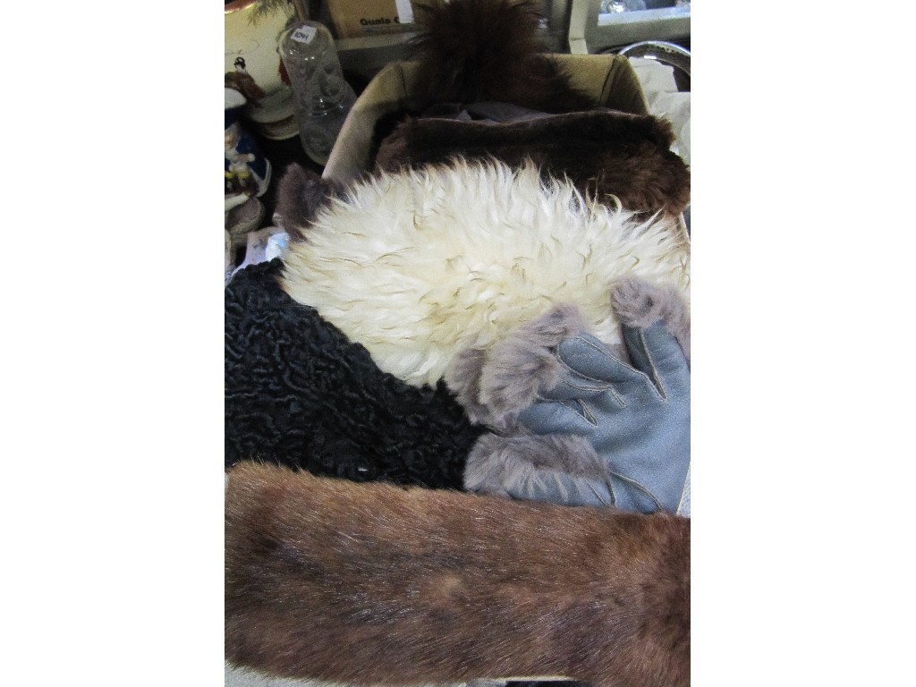 Appraisal: Box of fur hats collars etc