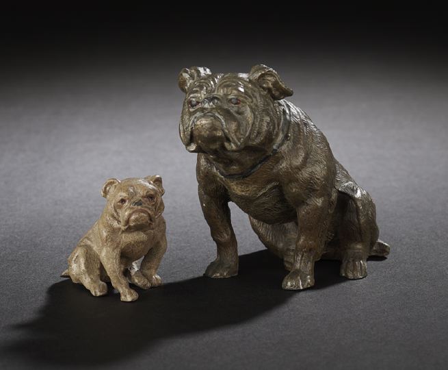 Appraisal: Two Polychromed Spelter Figures of English Bulldogs first quarter th