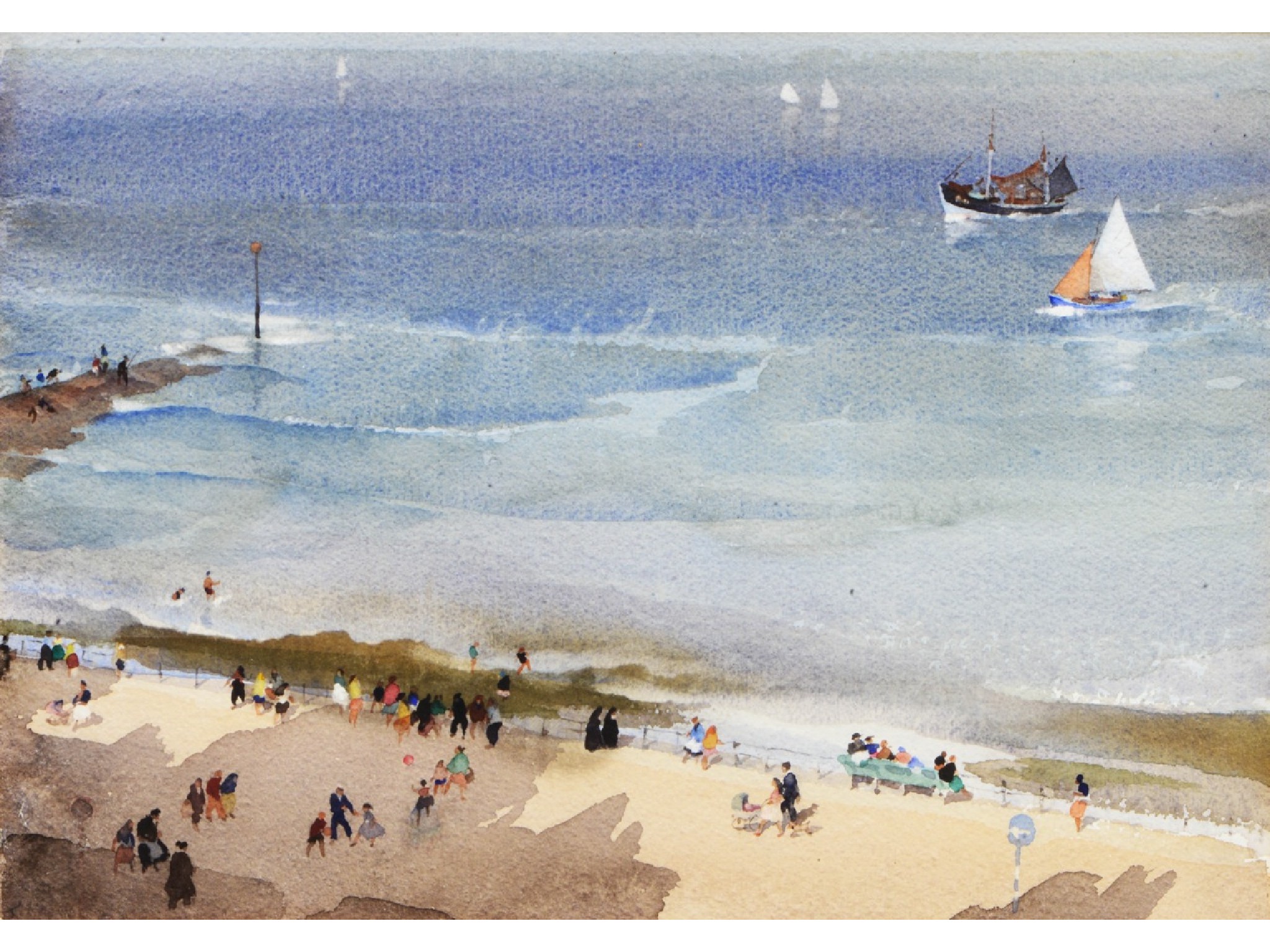 Appraisal: A watercolour by Sir William Russell Flint showing a coastal