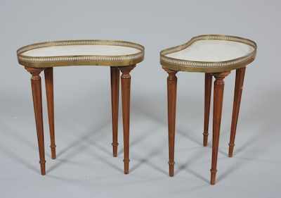 Appraisal: A Pair of French Louis XV Style Mahogany and Marble