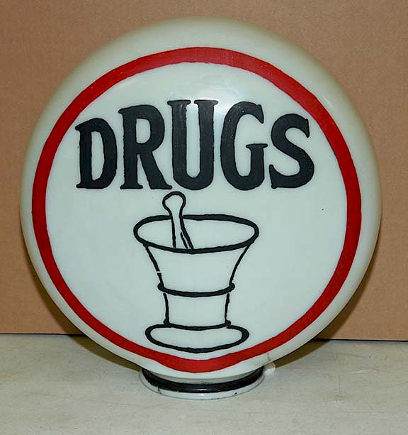 Appraisal: drug store advertising globe early c hand painted milk glass