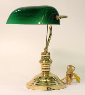 Appraisal: Contemporary Banker's Desk Lamp With the traditional green glass shade