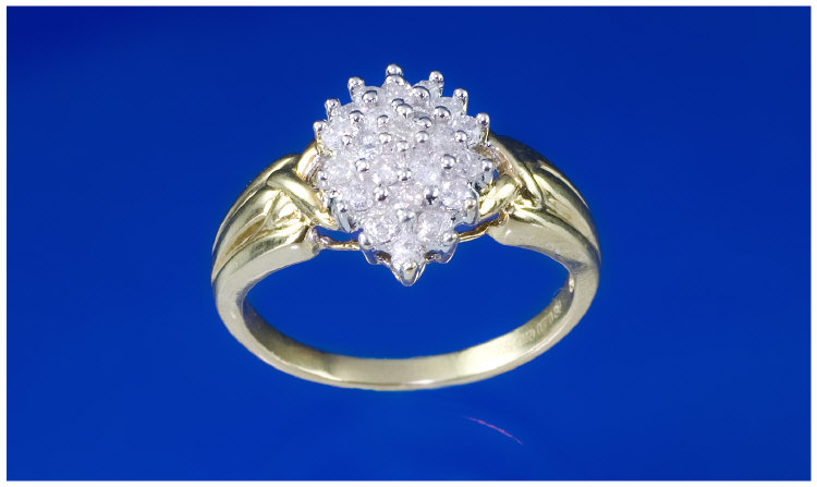 Appraisal: ct Gold Diamond Cluster Ring Round Brilliant Cut Diamonds Claw