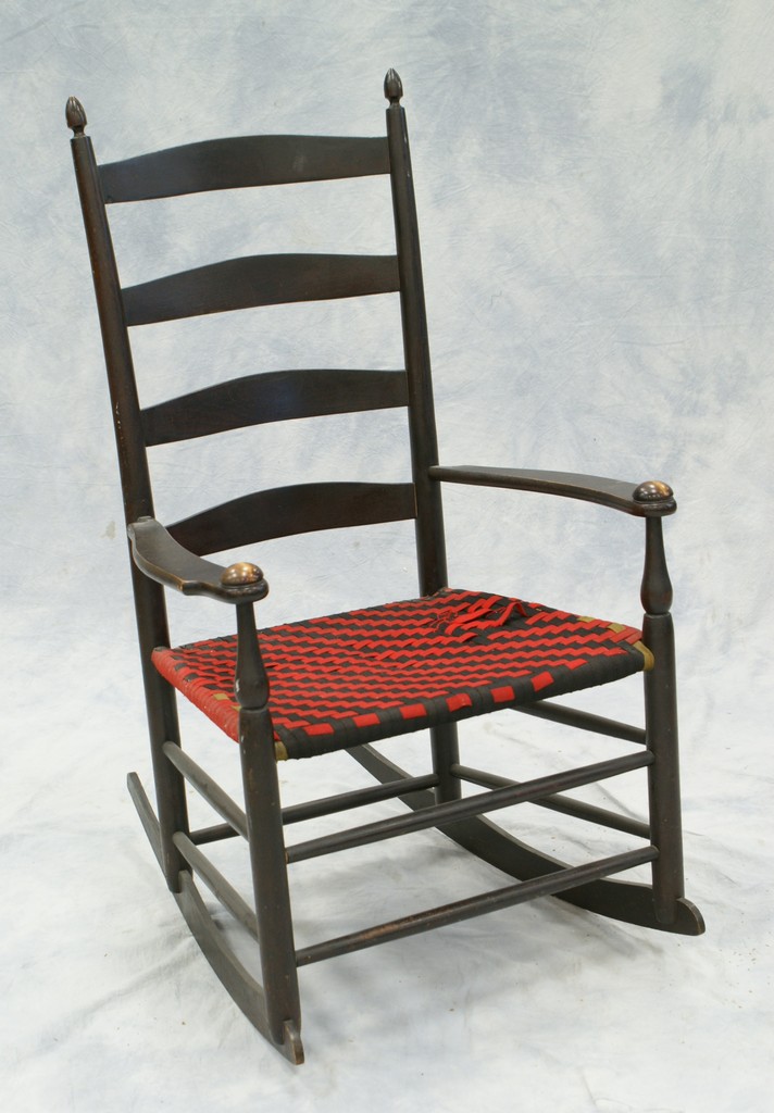 Appraisal: Slat Mt Lebanon NY Shaker rocking chair with stencil signature