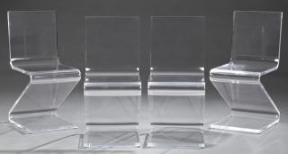 Appraisal: Set of Four Clear Acrylic Z Chairs th c by